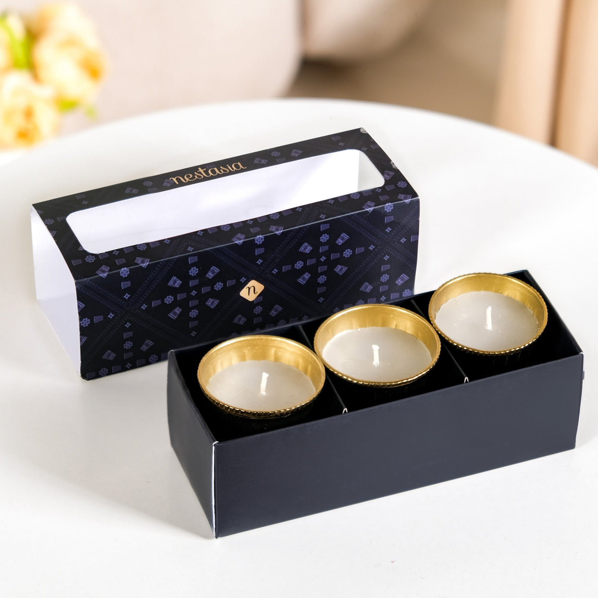 Lavender Candle Set Of 3 With Gift Box Nestasia