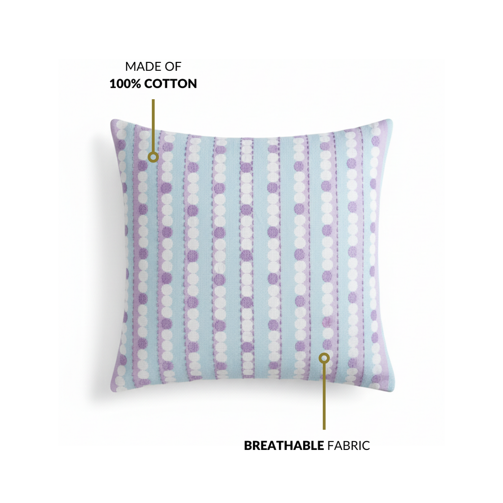 Lavender Lanes Cotton Embroidered Cushion Cover 40x40cm Nestasia
