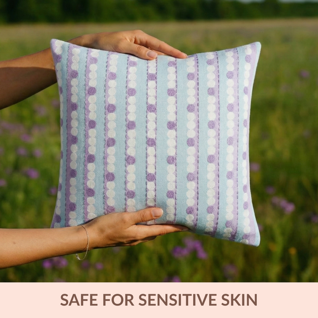Lavender Lanes Cotton Embroidered Cushion Cover 40x40cm Nestasia