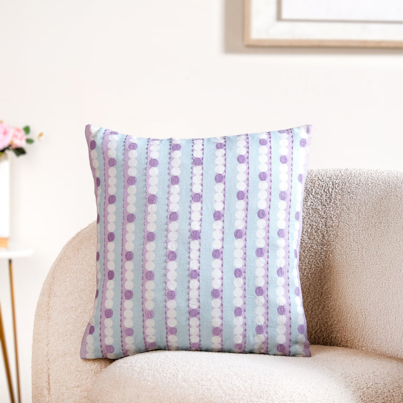Lavender Lanes Cotton Embroidered Cushion Cover 40x40cm Nestasia