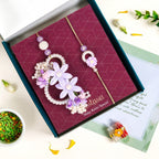 Lavender Pearl Rakhi Lumba Set Of 4 With Gift Box And Card Nestasia