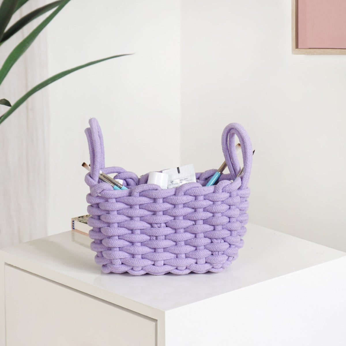 Lavender Rope Style Small Basket 21cm Nestasia