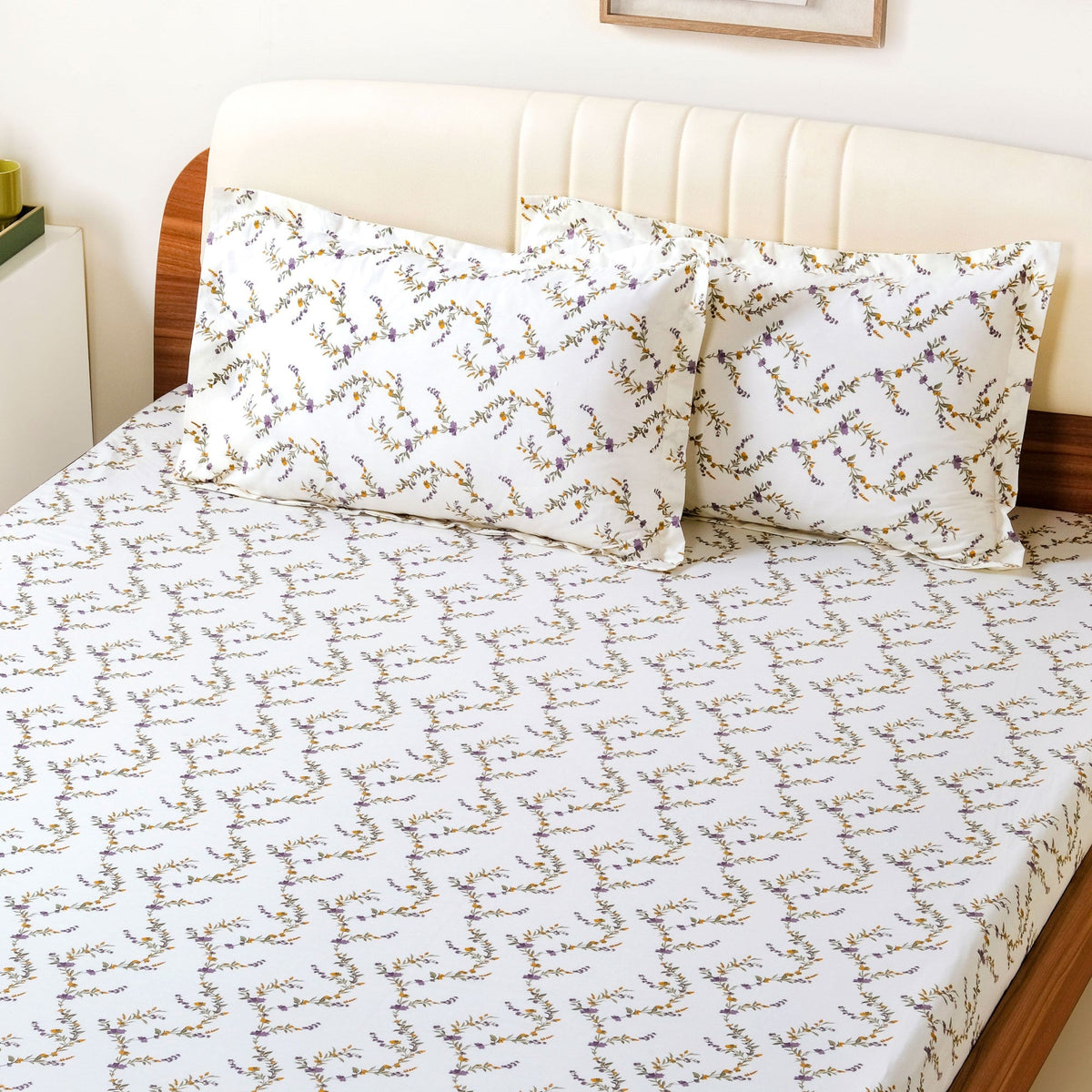 Lavender Vine Queen Size Pure Cotton Bedding Set 254x229cm Nestasia