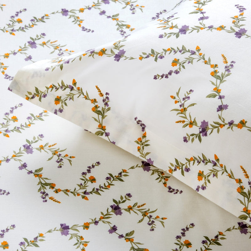 Lavender Vine Queen Size Pure Cotton Bedding Set 254x229cm Nestasia