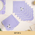 Lavender Embroidered Cotton Table Napkin Set Of 6 Nestasia