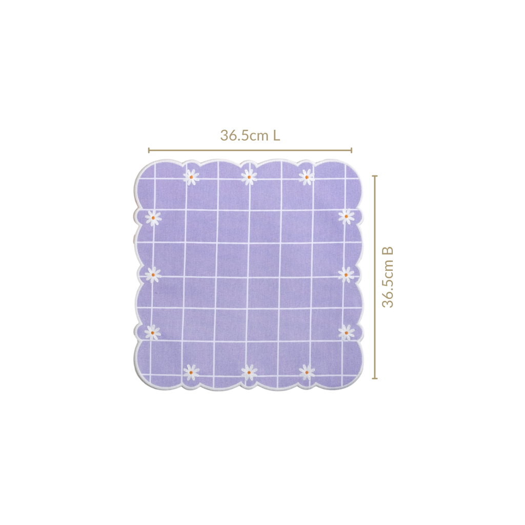 Lavender Lattice Scallop Embroidered Cotton Table Mat Set Of 6 Nestasia