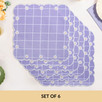 Lavender Lattice Scallop Embroidered Cotton Table Mat Set Of 6 Nestasia