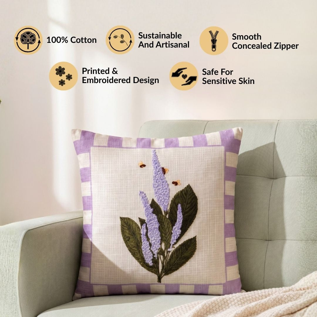 Lavender Breeze Pure Cotton Cushion Cover 46x46cm Nestasia