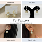 Layered Floral Pearl Earrings Nestasia
