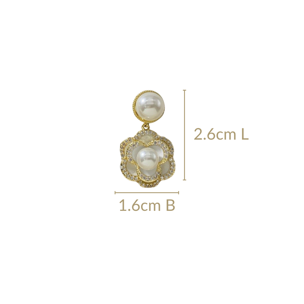 Layered Floral Pearl Earrings Nestasia