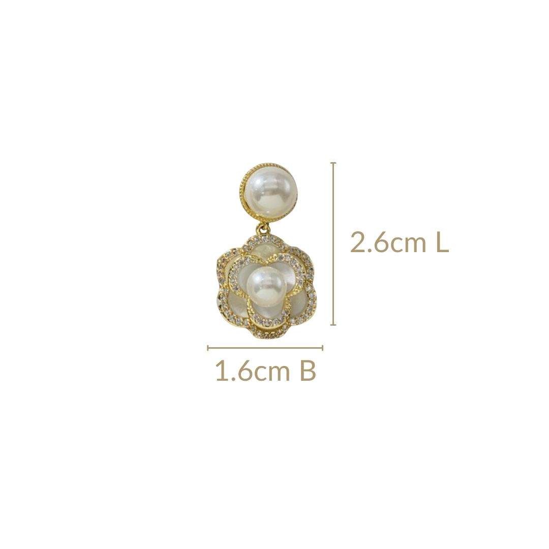 Layered Floral Pearl Earrings Nestasia