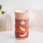 Autumn Leaf Ceramic Snack Bowl Set Of 4 180ml Nestasia