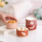 Autumn Leaf Ceramic Snack Bowl Set Of 4 180ml Nestasia