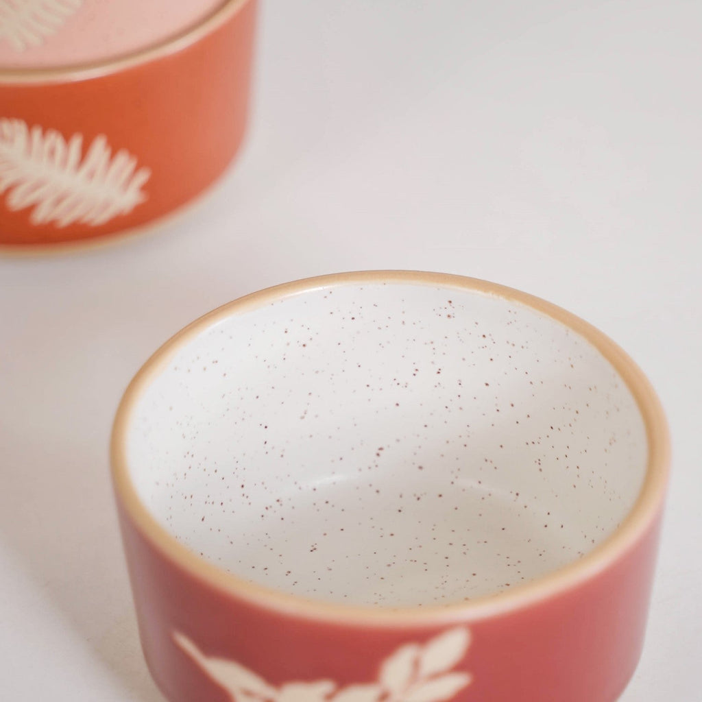 Autumn Leaf Ceramic Snack Bowl Set Of 4 180ml Nestasia