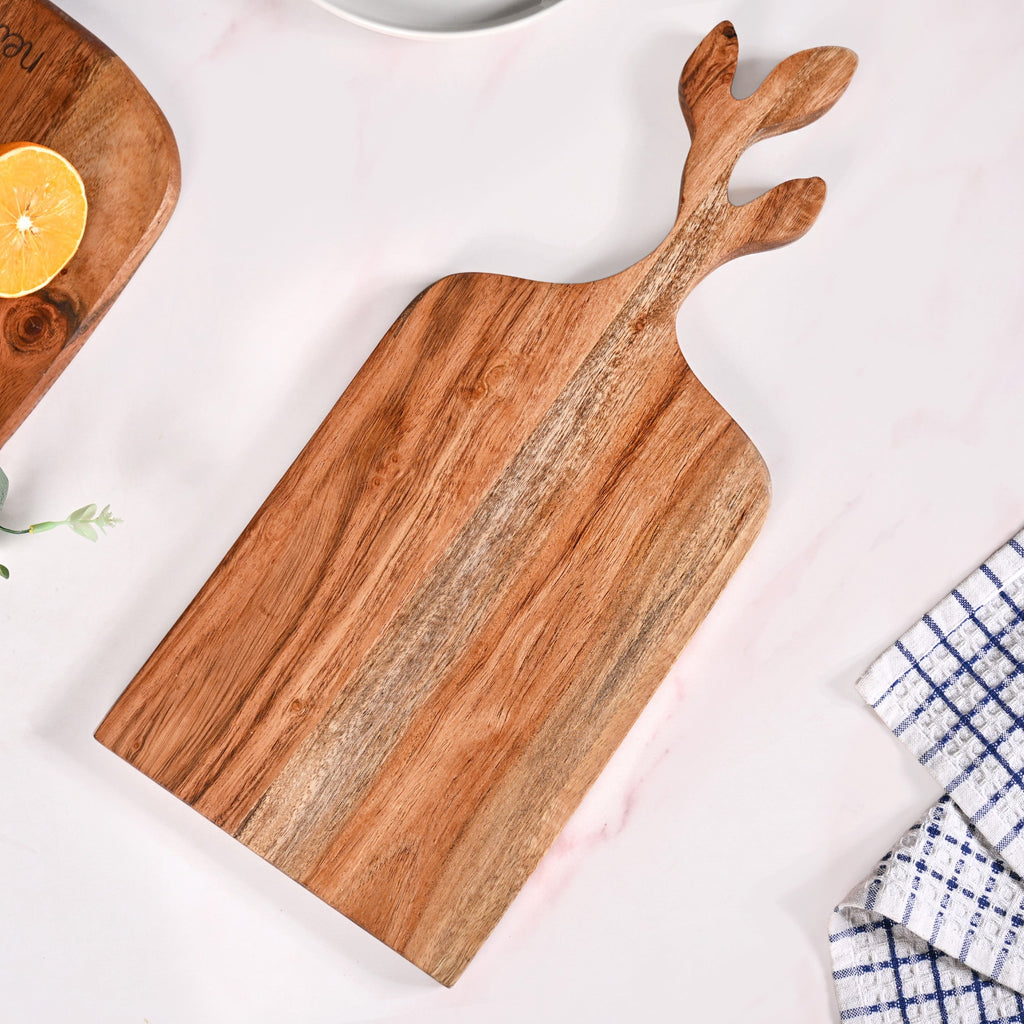 Leaf Handle Acacia Serving And Chopping Board 42x8cm Nestasia