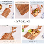 Leaf Handle Acacia Serving And Chopping Board 42x8cm Nestasia