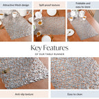 Modern Laser Cut Style Silver Table Runner Silver 92x35cm Nestasia