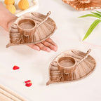 Luxe Metal Leaf Tealight And Incense Holder Set Of 2 In Festive Gift Box Nestasia