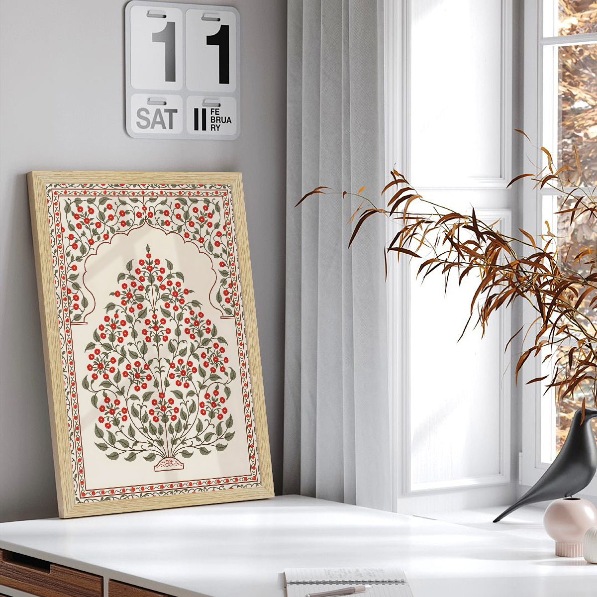 Floral Madhubani Art Paintings, Painting For Wall Living Room, Set of 3 AXIII-45-MDB ArtX