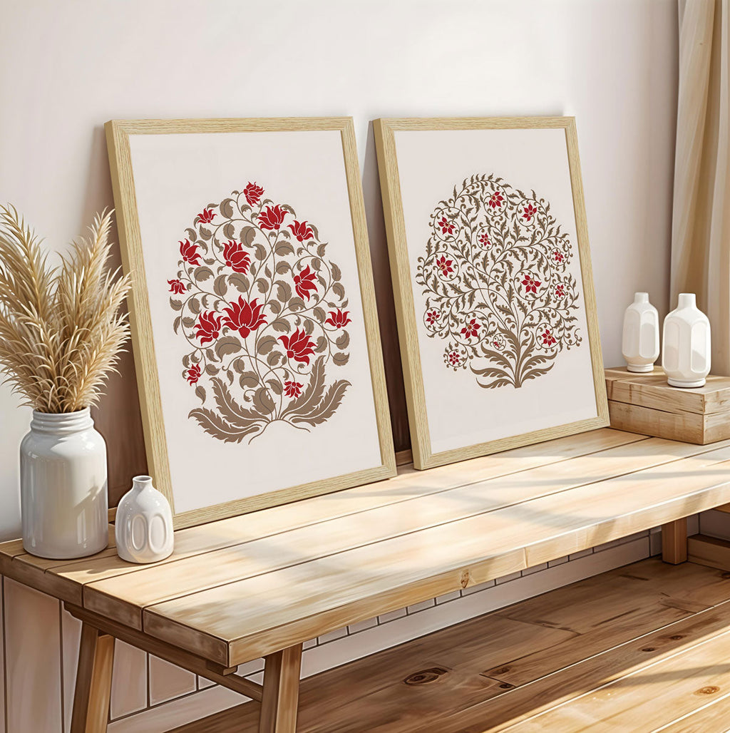 Floral Madhubani Art Paintings, Painting For Wall Living Room, Set of 3 AXIII-45-MDB ArtX