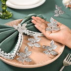 Leaf Pure Brass Napkin Ring Set Of 6 Silver Nestasia