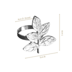 Leaf Pure Brass Napkin Ring Set Of 6 Silver Nestasia