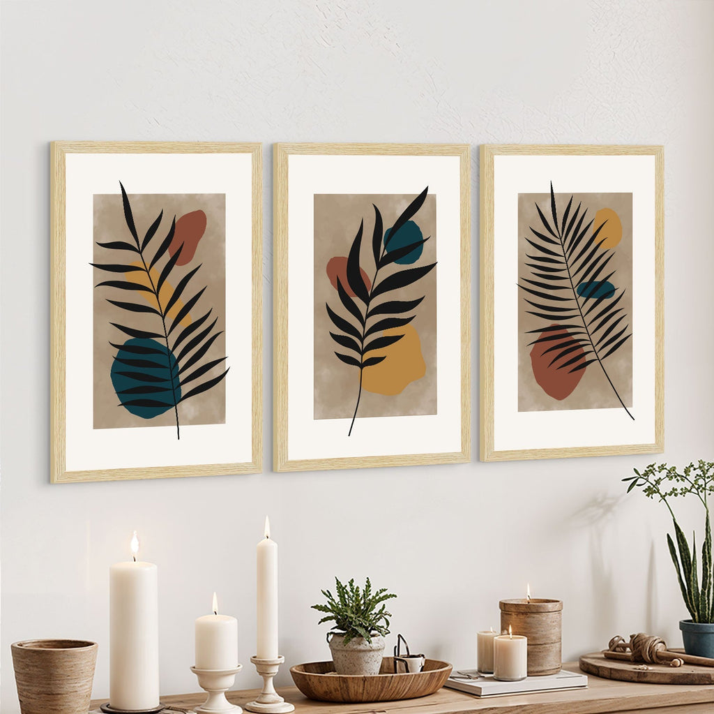 Leaf Abstract Art Paintings, Painting For Wall Living Room, Set of 3 AXIII-29-LEF ArtX