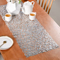 Modern Laser Cut Style Silver Table Runner Silver 92x35cm Nestasia