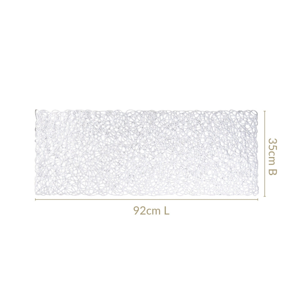 Modern Laser Cut Style Silver Table Runner Silver 92x35cm Nestasia