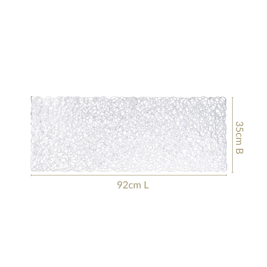 Modern Laser Cut Style Silver Table Runner Silver 92x35cm Nestasia