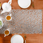 Modern Laser Cut Style Silver Table Runner Silver 92x35cm Nestasia