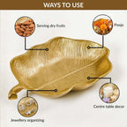 Leaf Metal Platter Gold Set Of 2 Nestasia