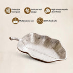 Leaf Metal Platter Silver Set Of 2 Nestasia