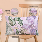 Lilac Bloom Embroidered Cushion Cover 50x30cm Nestasia