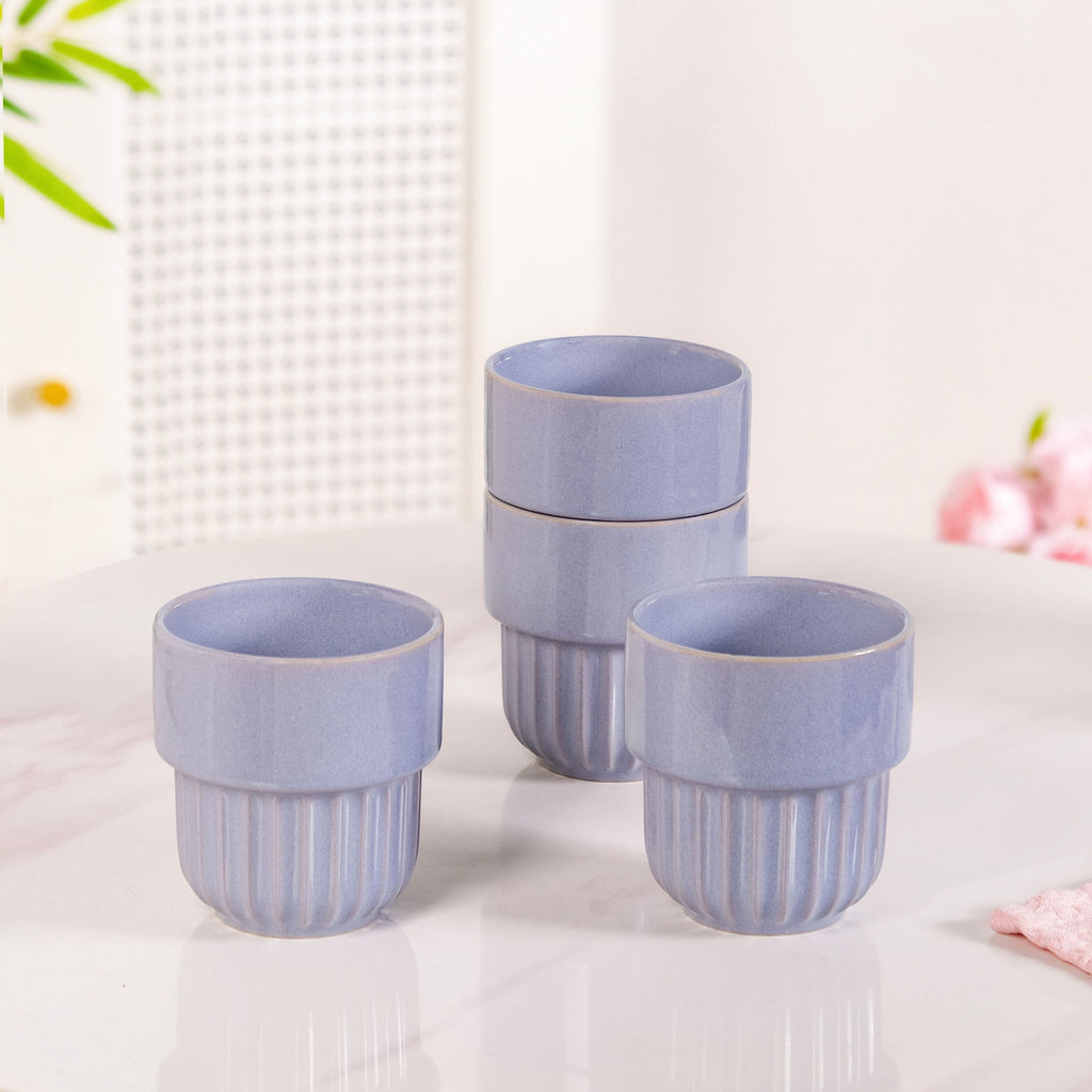 Snugsy Lilac Stackable Ceramic Cup Set Of 4 280ml Nestasia