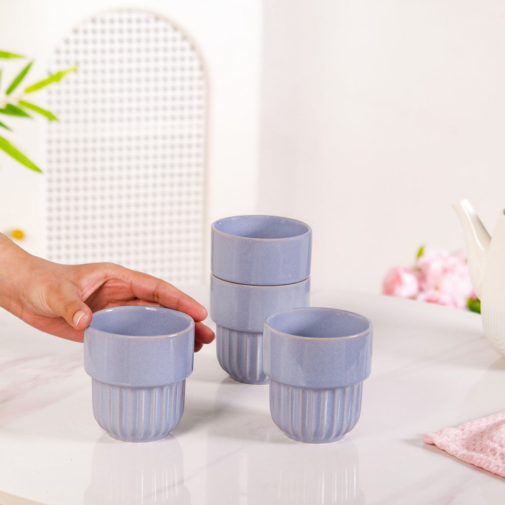Snugsy Lilac Stackable Ceramic Cup Set Of 4 280ml Nestasia