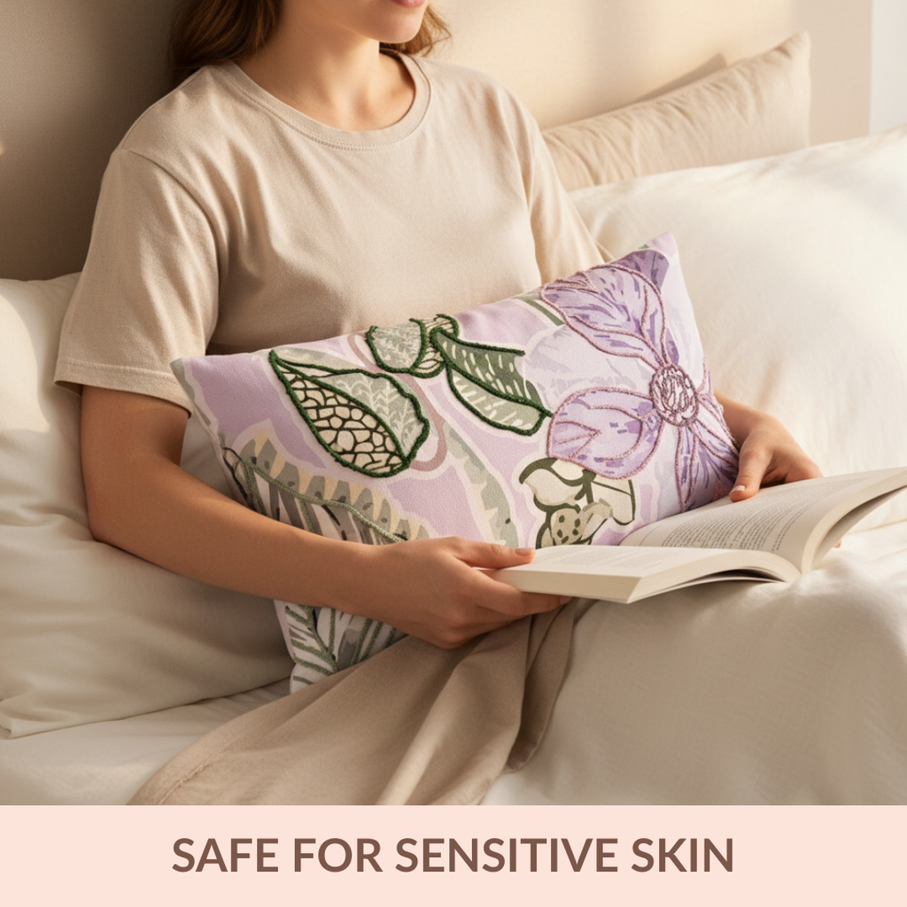 Lilac Bloom Embroidered Cushion Cover 50x30cm Nestasia