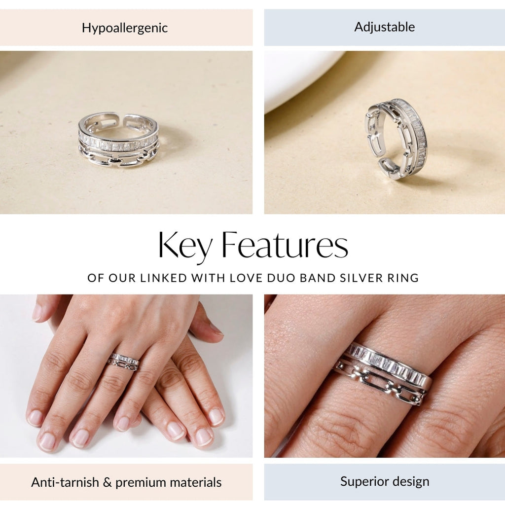 Linked With Love Duo Band Silver Ring Nestasia