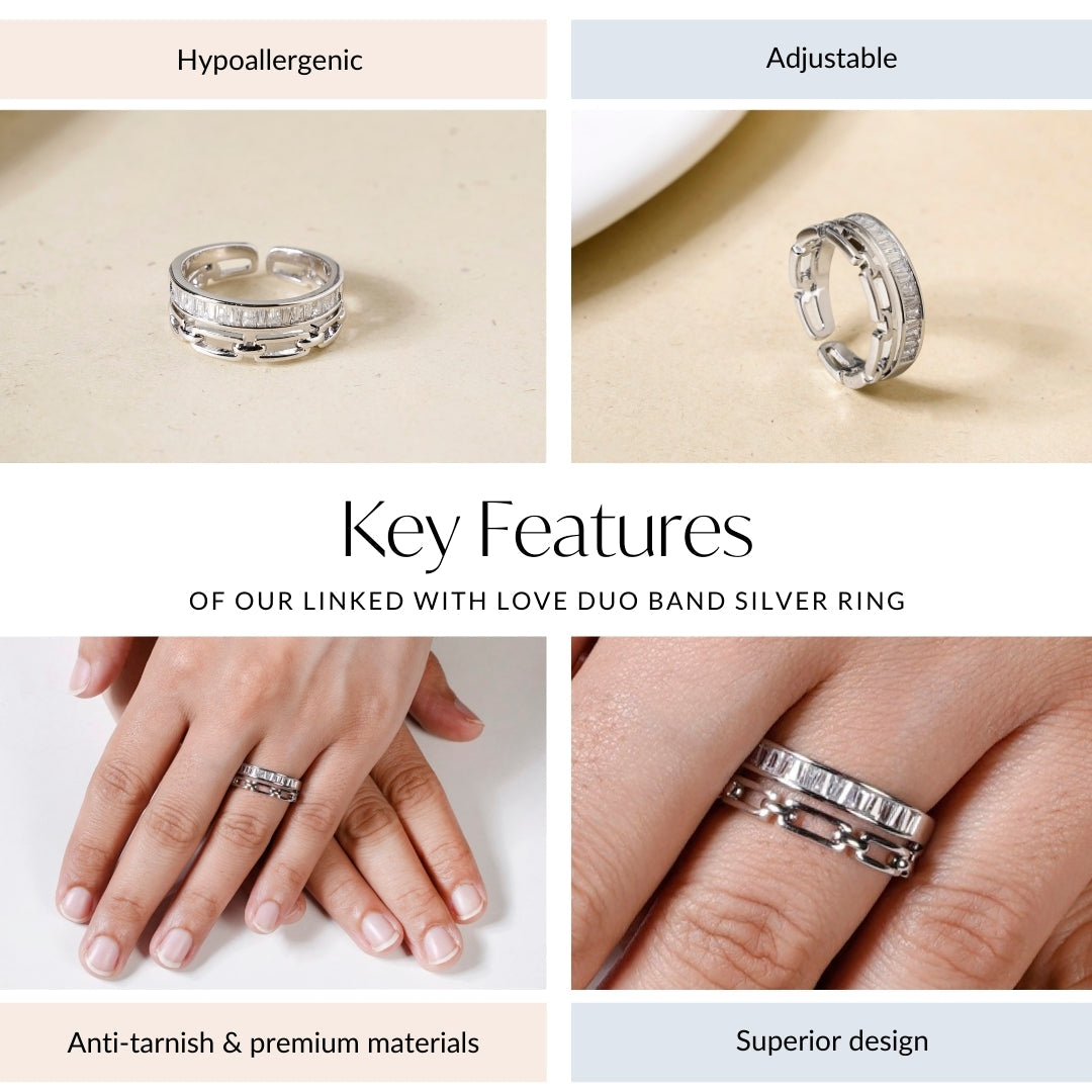 Linked With Love Duo Band Silver Ring Nestasia