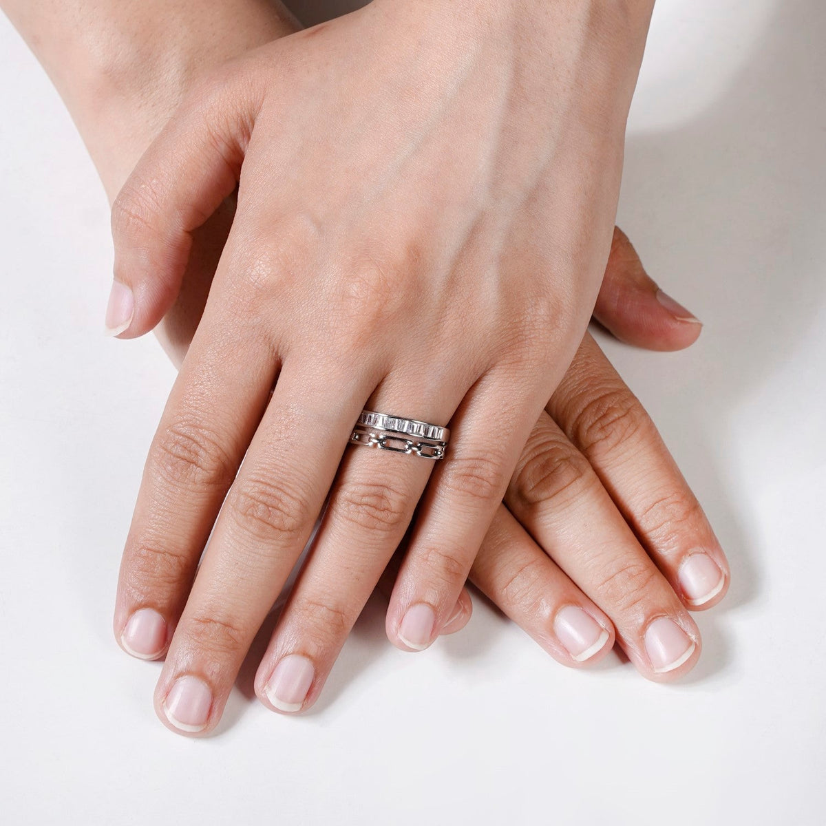 Linked With Love Duo Band Silver Ring Nestasia