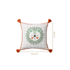 Lion Embroidered Cotton Kids Cushion Cover 42x42cm Nestasia
