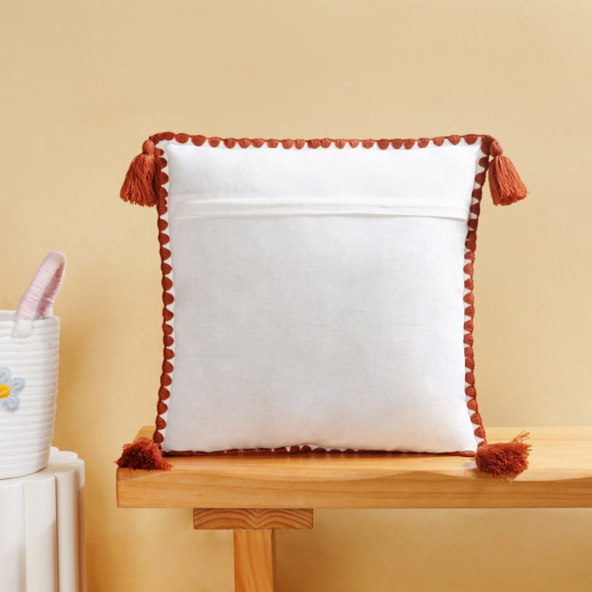 Lion Embroidered Cotton Kids Cushion Cover 42x42cm Nestasia