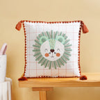 Lion Embroidered Cotton Kids Cushion Cover 42x42cm Nestasia
