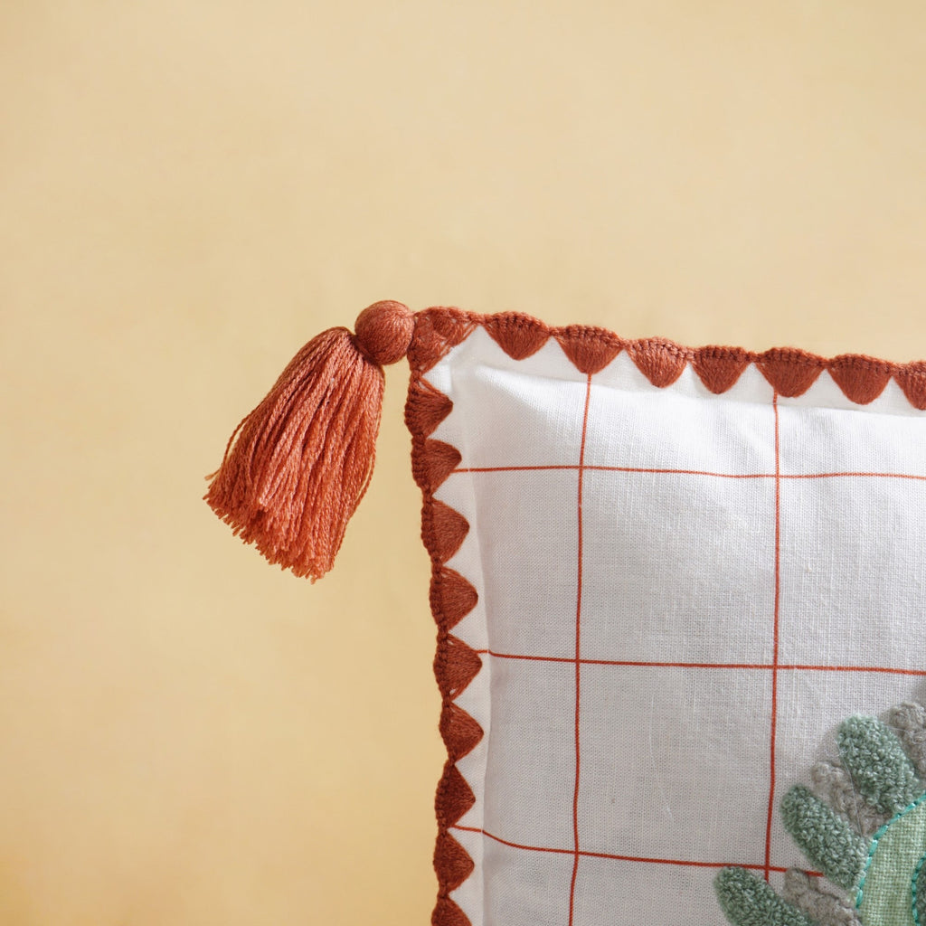Lion Embroidered Cotton Kids Cushion Cover 42x42cm Nestasia