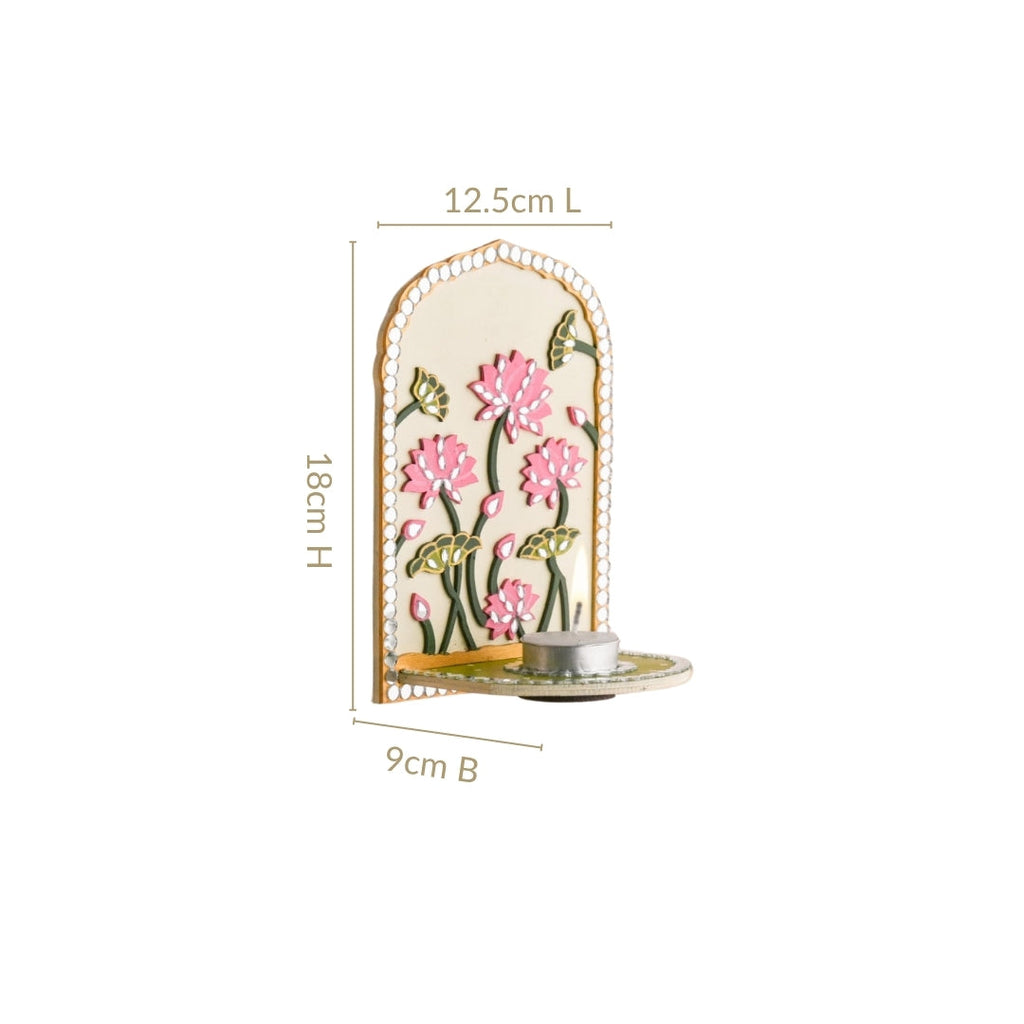 Lippan Wall Tealight Candle Holder With Mirror Work Set Of 2 Nestasia