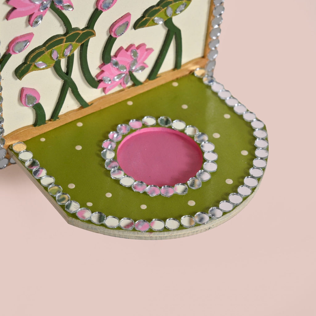 Lippan Wall Tealight Candle Holder With Mirror Work Set Of 2 Nestasia