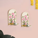 Lippan Wall Tealight Candle Holder With Mirror Work Set Of 2 Nestasia
