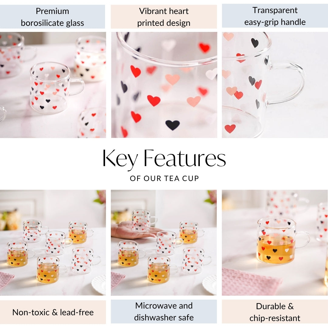 Little Hearts Cup Set Of 6 120ml Nestasia