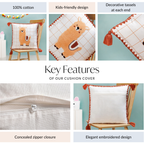 Llama Embroidered Cotton Cushion Cover With Tassels 42x42cm Nestasia