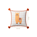 Llama Embroidered Cotton Cushion Cover With Tassels 42x42cm Nestasia